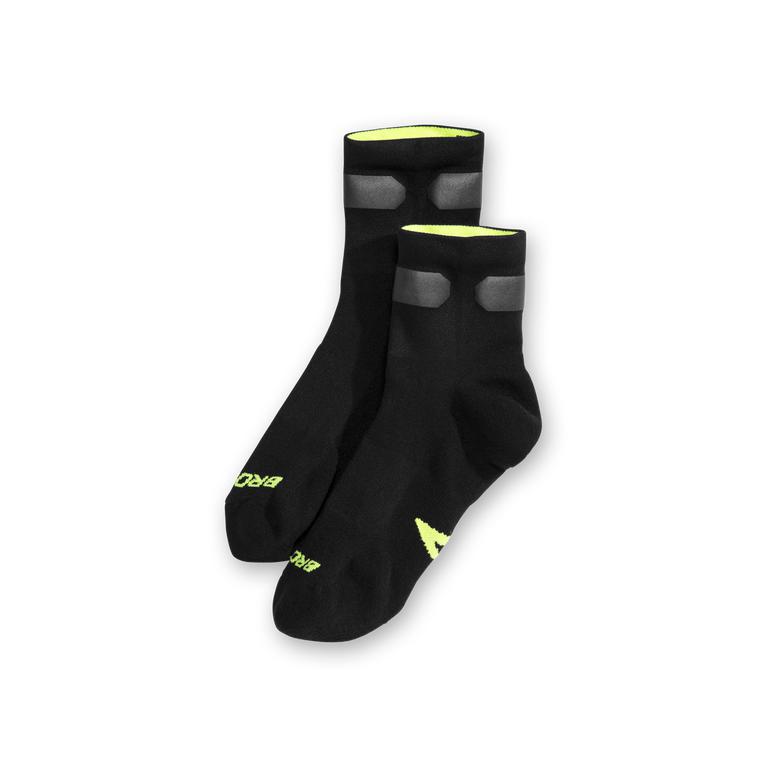 Brooks Carbonite - Mens Running Socks - Black/Carbon/Greenyellow (87650ZPEK)